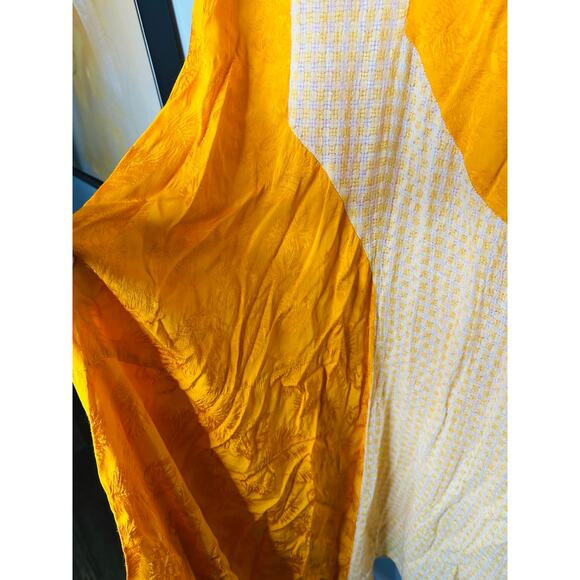 REJINA PYO Marigold Yellow Dylan Asymmetrical Paneled Checkered Linen Dress 12 - Picture 14 of 16